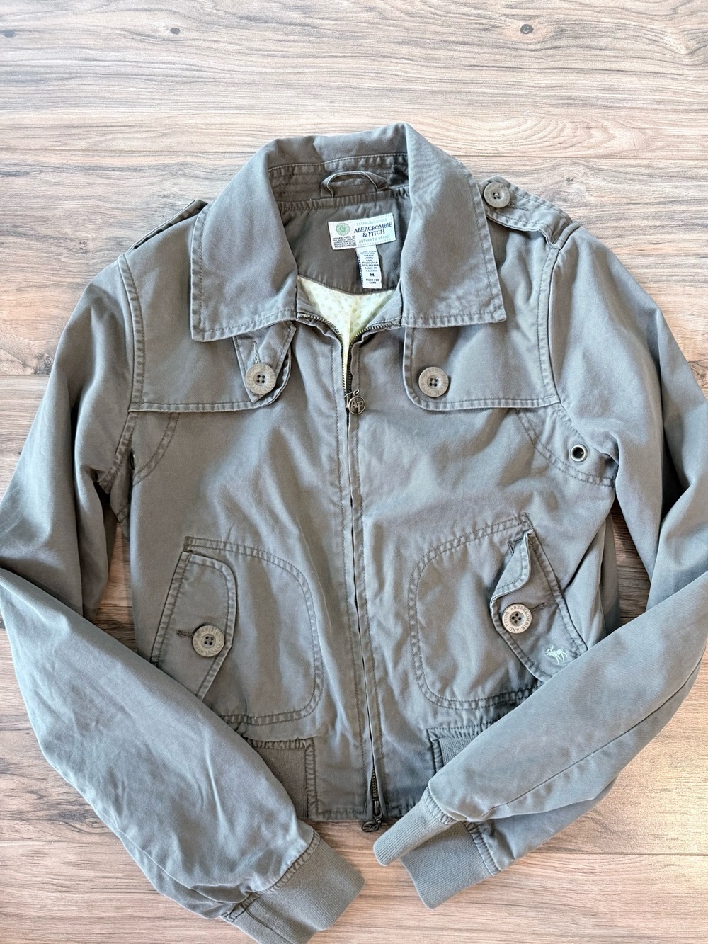 Y2K Abercrombie and Fitch Army Green Military Bomber Utility Jacket Medium